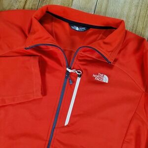 The North Face Cinder Tenacious Full Zip Jacket Mens Large Red Stretch Fleece